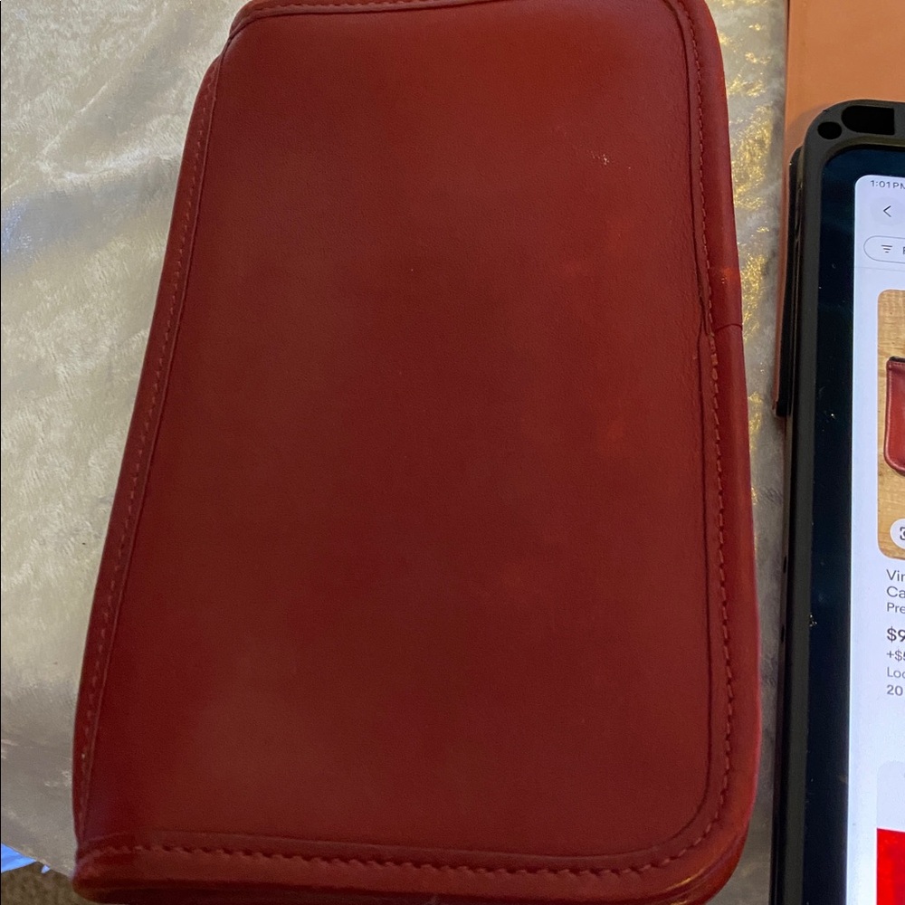 Vintage Coach skinny makeup case/pouch. Dark red in color. - Picture 7 of 9